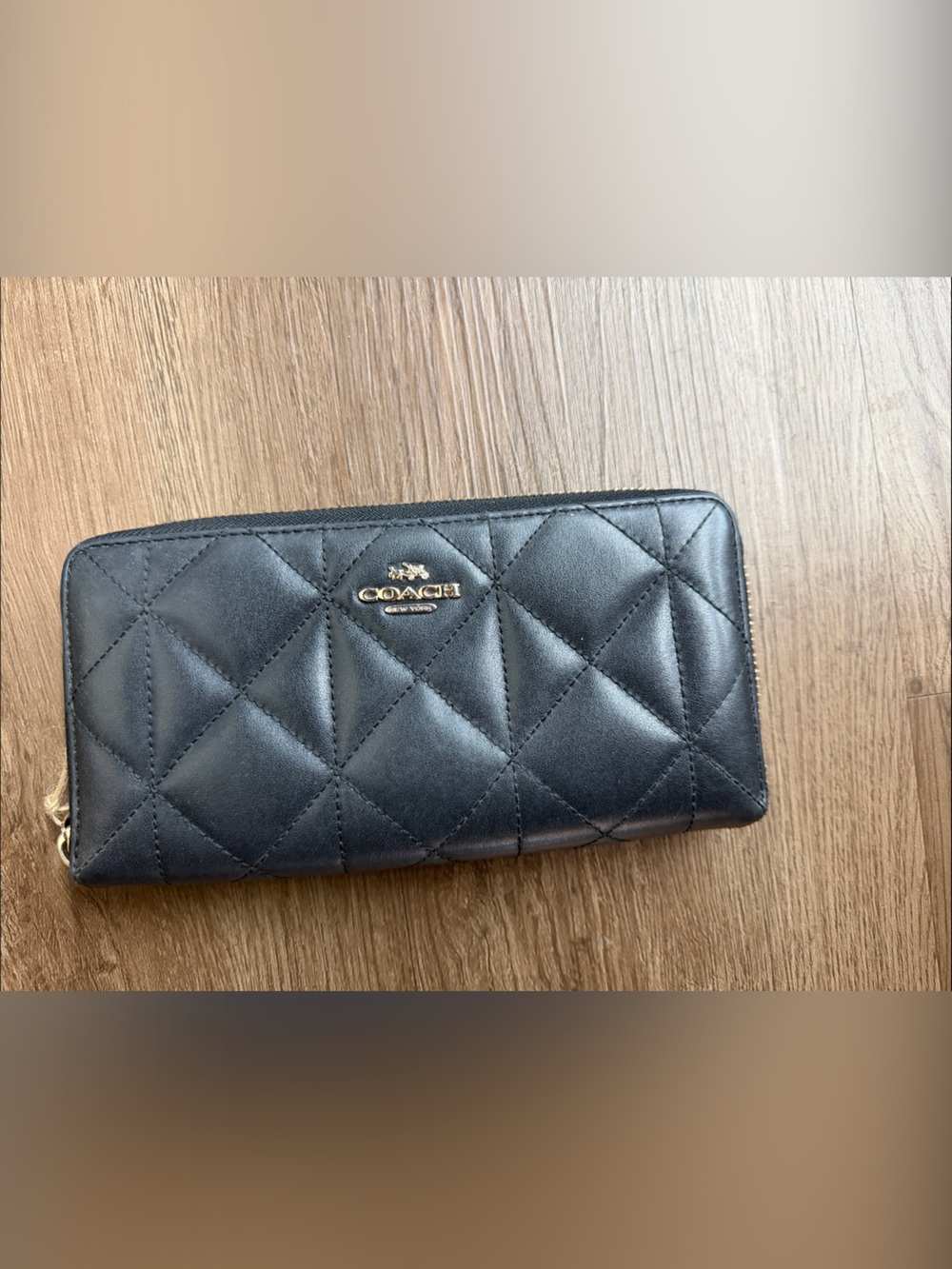 Coach Black Quilted Wallet with Gold Logo - Picture 1 of 4